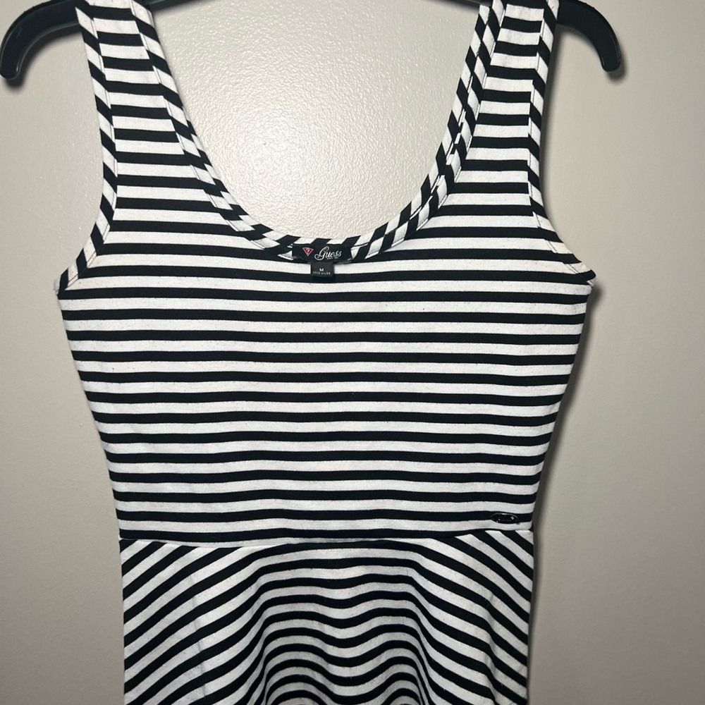 Guess Black and White Striped Tank Top